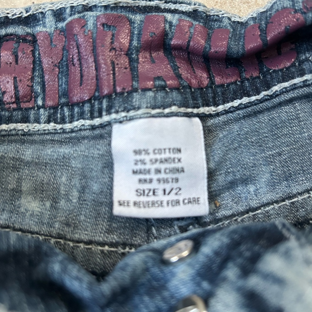Hydraulic Blue Jean Shorts with Frayed Hem - Picture 4 of 4